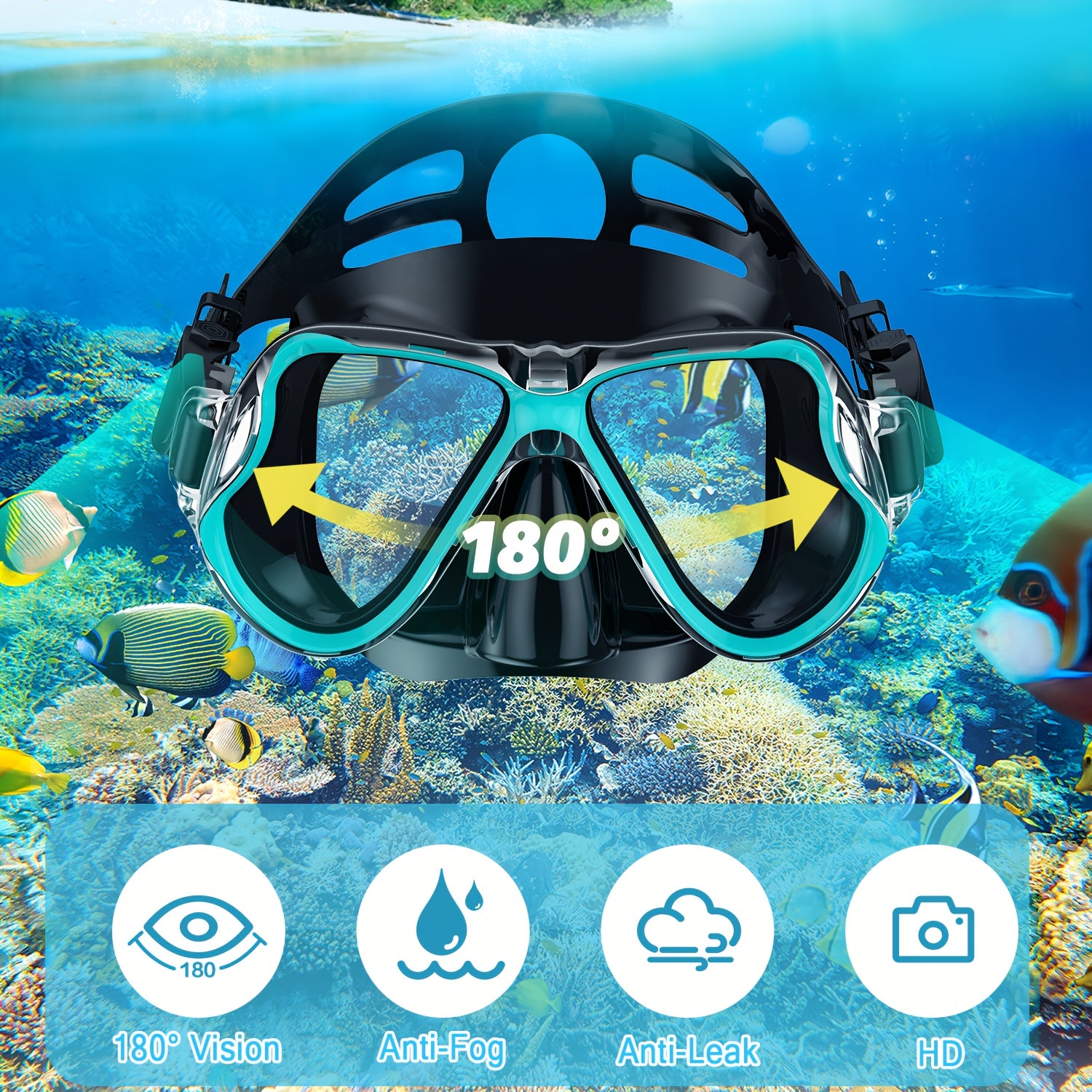 2 Pcs Snorkeling Mask, Adult Diving Mask, Diving Goggles And Snorkel Set For Men And Women, Waterproof And Fog-proof Silicone Snorkeling Mask