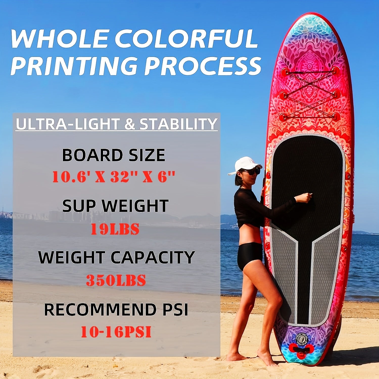 AISUNSS SUP Board 10.6ft All Around Board Premium iSUP, Yoga Board with SUP Accessories Include Non-Slip mat, Waterproof Phone Bag, Double Action Pump
