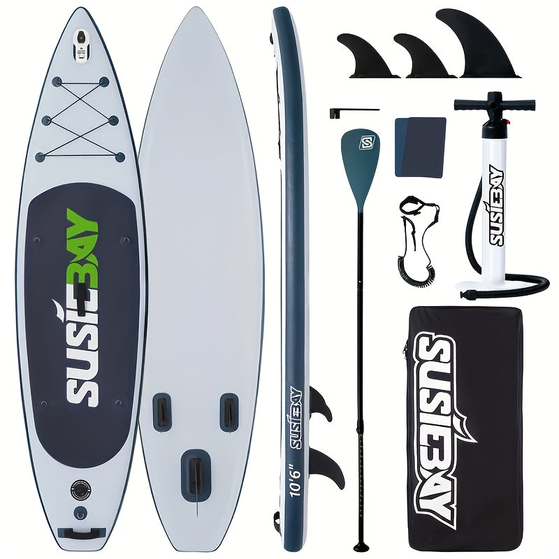 SereneLife Inflatable Stand Up Paddle Board - Wide Stable Design, Non-Slip Deck for Adults & Youth with Premium Paddle Board Accessories, Carry Bag, Dual Action Pump, Paddle, Ankle Leash