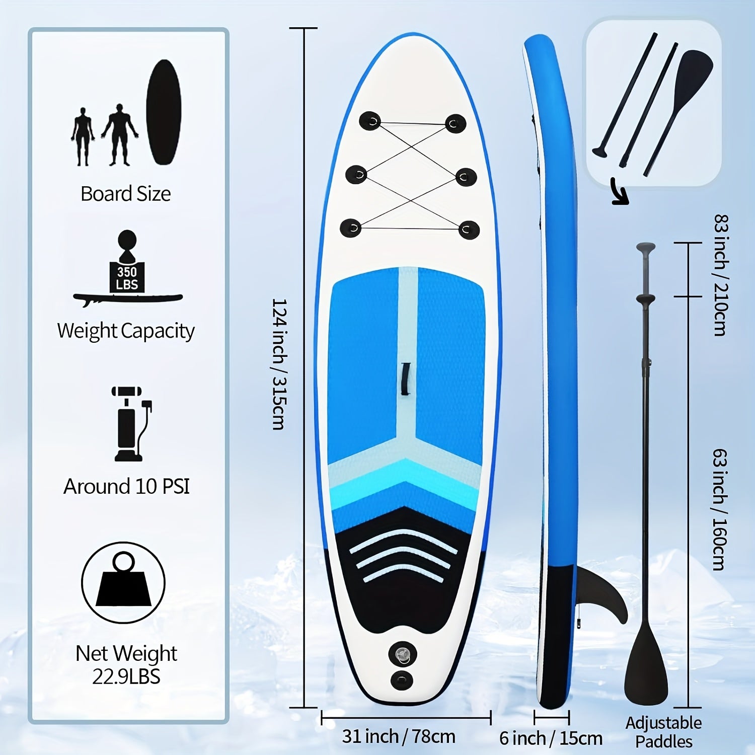 Inflatable Stand Up Paddle Board (SUP) with Full Accessories & Carry Bag - Wide Stable Stance, Surf Control, Non-Slip Deck - Includes Leash, Paddle & Pump - for Teens & Adults