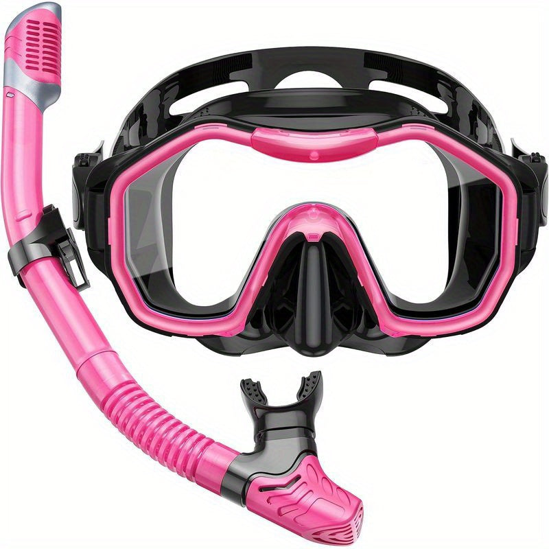 Snorkelling 2pcs Set, Adult Dry Snorkelling Set, Free Breathing Panoramic View Diving Goggles