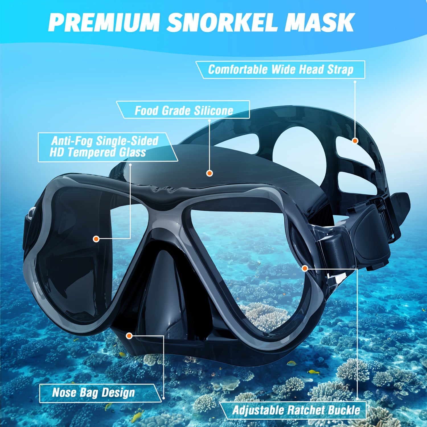 2 Pcs Snorkeling Mask, Adult Diving Mask, Diving Goggles And Snorkel Set For Men And Women, Waterproof And Fog-proof Silicone Snorkeling Mask
