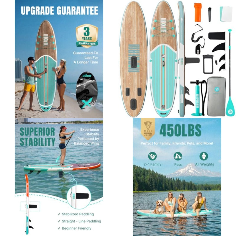 Inflatable Stand Up Paddle Board with SUP Accessories AntiSlip EVA Deck 106 Inflatable Paddle Boards for Adults Youth of All Skill Levels, Paddleboard Inflatable, Pink Inflatable Paddle Board, Inflatable Kayak, Paddle Board Gonflable Extra Large, Paddle B