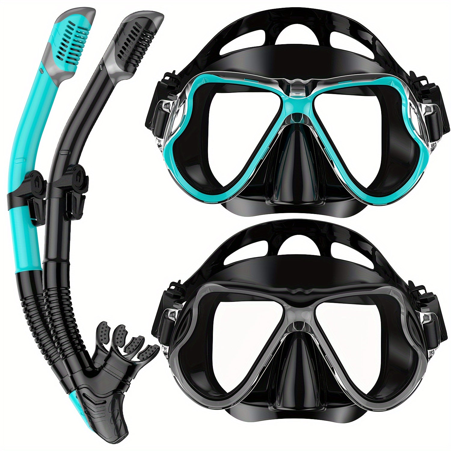 2 Pcs Snorkeling Mask, Adult Diving Mask, Diving Goggles And Snorkel Set For Men And Women, Waterproof And Fog-proof Silicone Snorkeling Mask