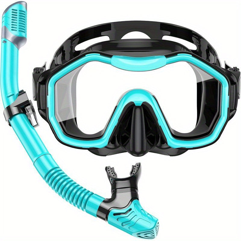 Snorkelling 2pcs Set, Adult Dry Snorkelling Set, Free Breathing Panoramic View Diving Goggles