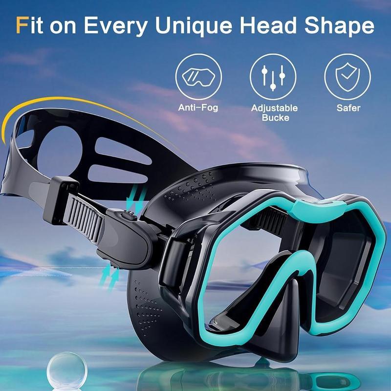 Snorkelling 2pcs Set, Adult Dry Snorkelling Set, Free Breathing Panoramic View Diving Goggles