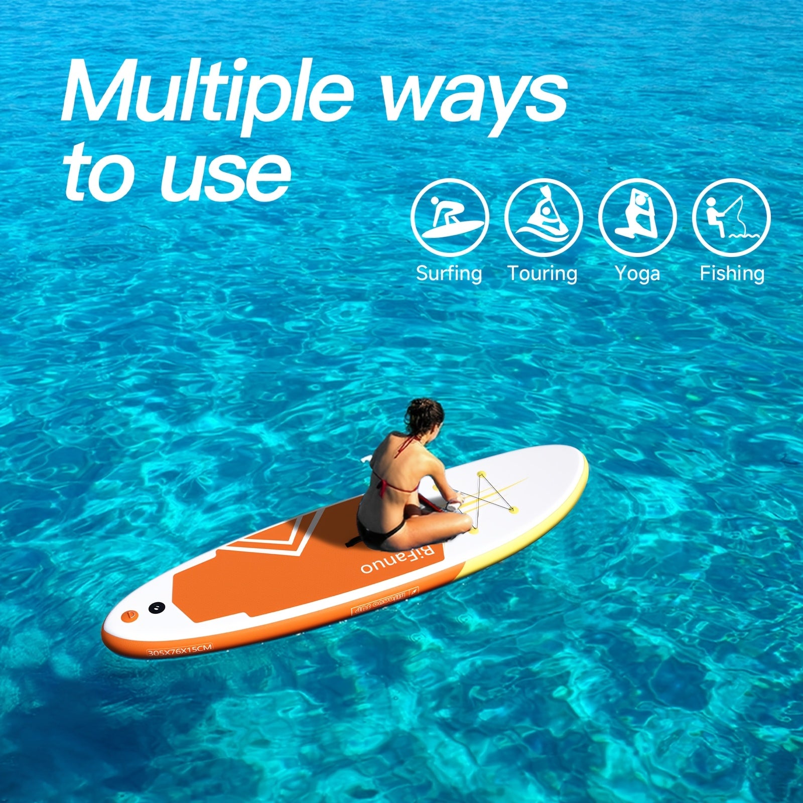 BIFANUO Stand Up Paddle Board BIFANUO Non-Slip, Wide Stance Stand Up Paddle Board with SUP Accessories & Backpack, Bottom Fin, Double Action Pump and Repair Kit. Youth & Adult Standing Boat