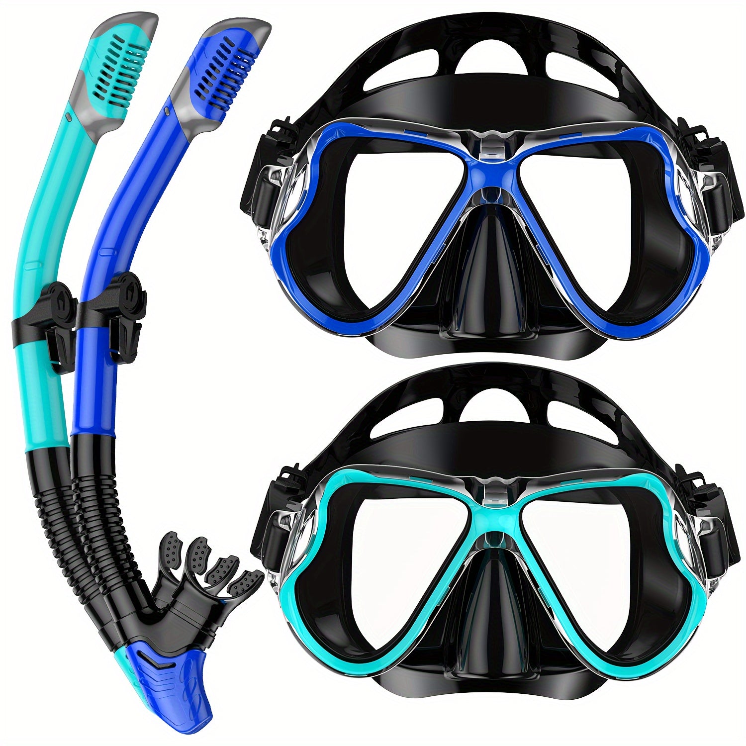 2 Pcs Snorkeling Mask, Adult Diving Mask, Diving Goggles And Snorkel Set For Men And Women, Waterproof And Fog-proof Silicone Snorkeling Mask